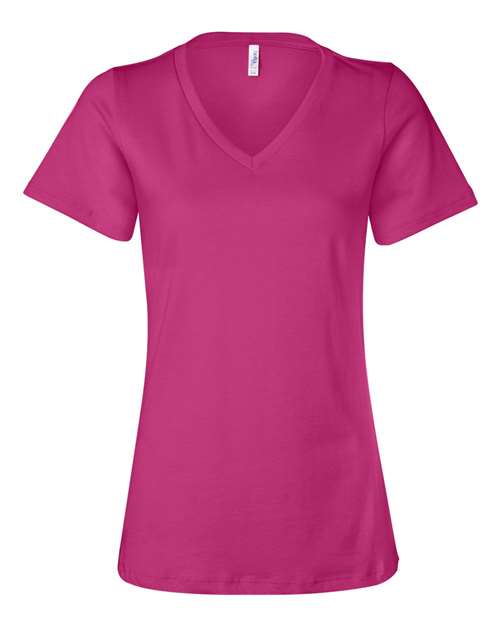 BELLA + CANVAS Women’s Relaxed Jersey V - Neck Tee - BELLA + CANVAS 6405 Berry S Short Sleeve T-Shirts