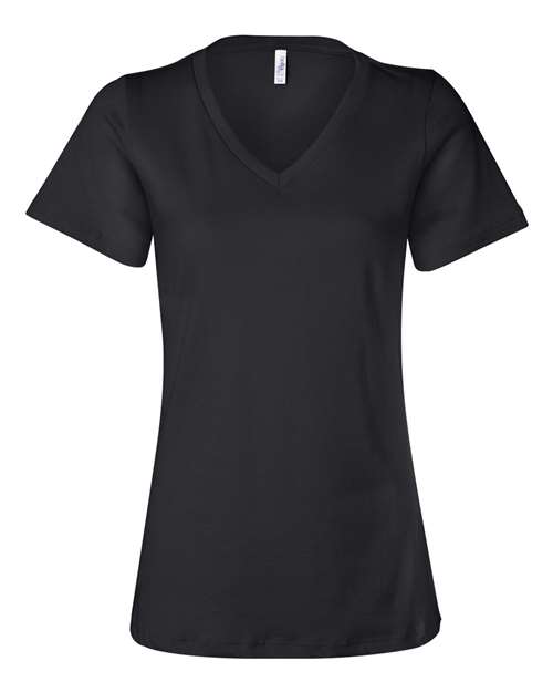 BELLA + CANVAS Women’s Relaxed Jersey V - Neck Tee - BELLA + CANVAS 6405 Black S Short Sleeve T-Shirts