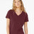 BELLA + CANVAS Women’s Relaxed Jersey V - Neck Tee - BELLA + CANVAS 6405 Maroon S Short Sleeve T-Shirts