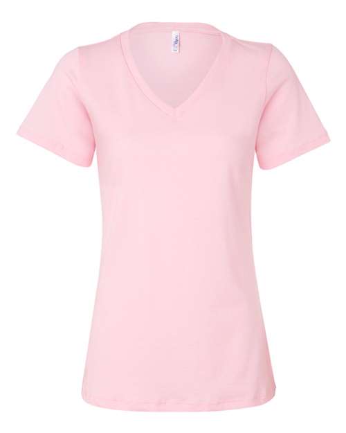BELLA + CANVAS Women’s Relaxed Jersey V - Neck Tee - BELLA + CANVAS 6405 Pink S Short Sleeve T-Shirts