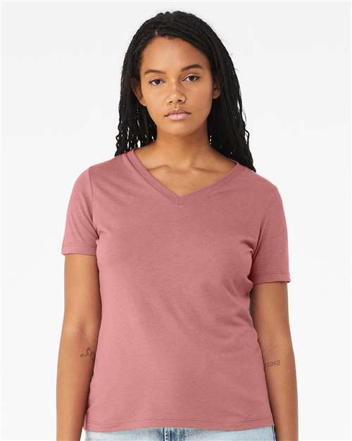 BELLA + CANVAS Women's Relaxed Triblend V - Neck Tee - BELLA + CANVAS 6415 Mauve Triblend S Short Sleeve T-Shirts