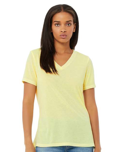 BELLA + CANVAS Women's Relaxed Triblend V - Neck Tee - BELLA + CANVAS 6415 Pale Yellow Triblend S Short Sleeve T-Shirts