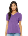 BELLA + CANVAS Women's Relaxed Triblend V - Neck Tee - BELLA + CANVAS 6415 Purple Triblend S Short Sleeve T-Shirts