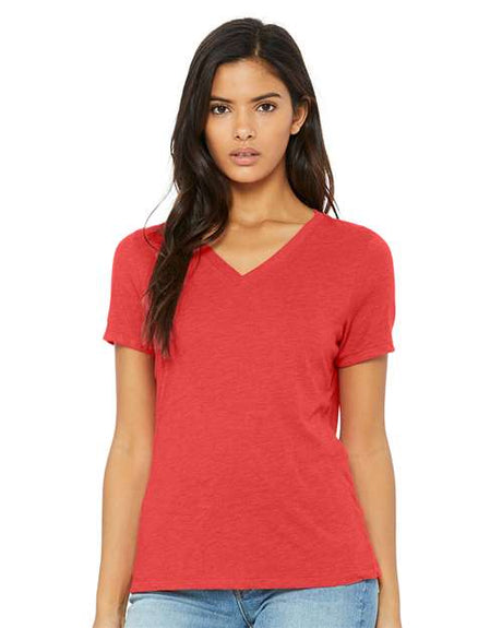 BELLA + CANVAS Women's Relaxed Triblend V - Neck Tee - BELLA + CANVAS 6415 Red Triblend S Short Sleeve T-Shirts