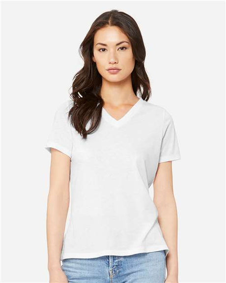 BELLA + CANVAS Women's Relaxed Triblend V - Neck Tee - BELLA + CANVAS 6415 Solid White Triblend S Short Sleeve T-Shirts