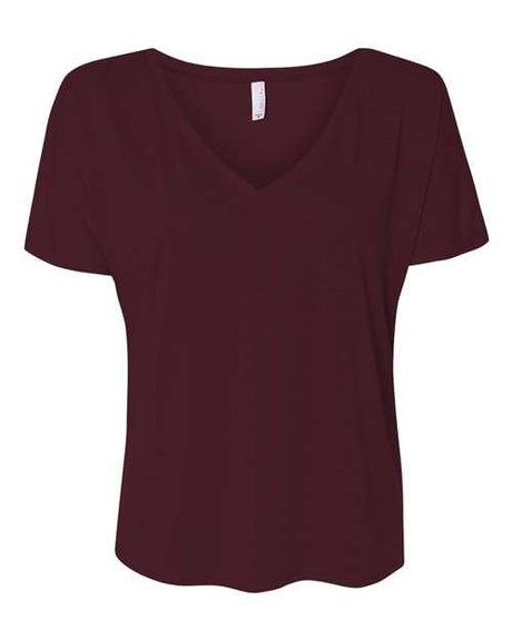 BELLA + CANVAS Women’s Slouchy V - Neck Tee - BELLA + CANVAS 8815 Maroon S Women's V - Neck T-Shirts