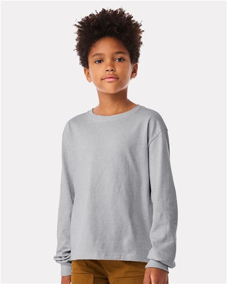 BELLA + CANVAS Youth 6oz. Heavyweight Long Sleeve Tee - BELLA + CANVAS 3511Y Athletic Heather S Long Sleeve T-Shirts