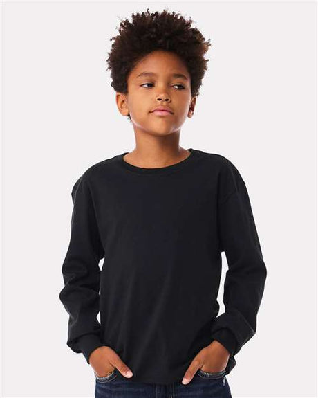 BELLA + CANVAS Youth 6oz. Heavyweight Long Sleeve Tee - BELLA + CANVAS 3511Y Black S Long Sleeve T-Shirts