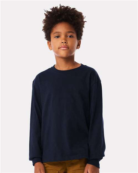 BELLA + CANVAS Youth 6oz. Heavyweight Long Sleeve Tee - BELLA + CANVAS 3511Y Navy S Long Sleeve T-Shirts