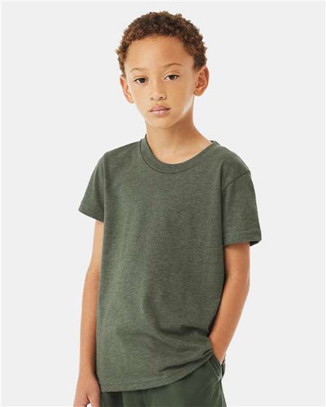 BELLA + CANVAS Youth CVC Jersey Tee - BELLA + CANVAS 3001YCVC Heather Military Green S Short Sleeve T-Shirts