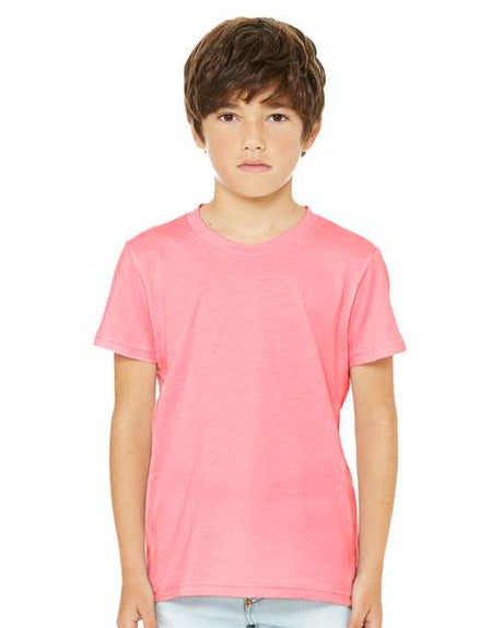 BELLA + CANVAS Youth CVC Jersey Tee - BELLA + CANVAS 3001YCVC Neon Pink S Short Sleeve T-Shirts