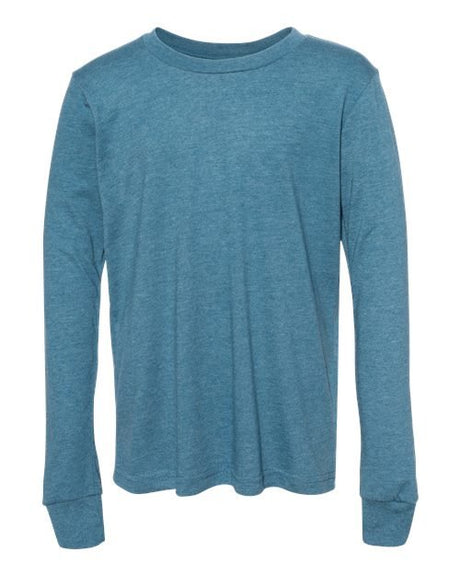 BELLA + CANVAS Youth Heather CVC Long Sleeve Tee - BELLA + CANVAS 3501YCVC Heather Deep Teal S Long Sleeve T-Shirts