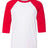 BELLA + CANVAS Youth Three - Quarter Sleeve Baseball Tee - BELLA + CANVAS 3200Y White/ Red M Short Sleeve T-Shirts