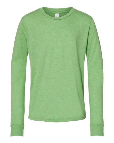 BELLA + CANVAS Youth Triblend Long Sleeve Tee - BELLA + CANVAS 3513Y Green Triblend S Youth Long Sleeve T-Shirts