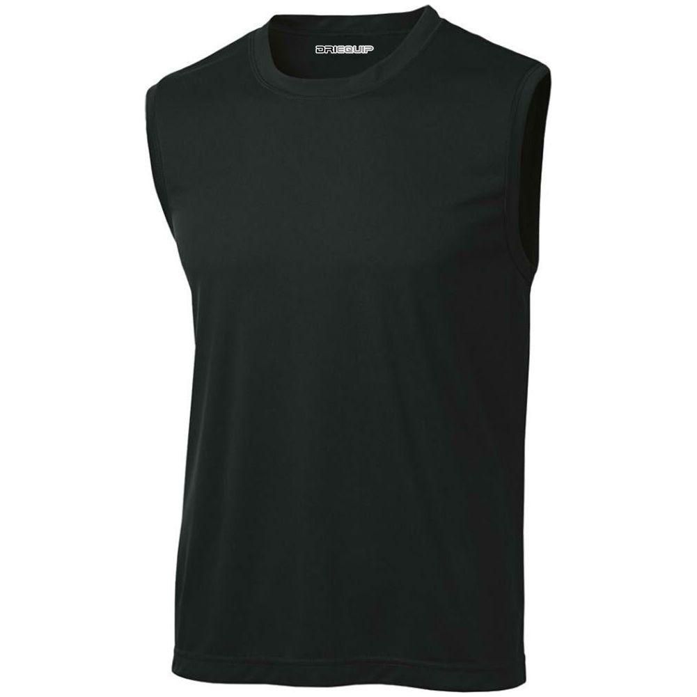 Men's Sleeveless Athletic Tee Shirt. Sizes XS-4XL Activewear DRI-EQUIP Black XS