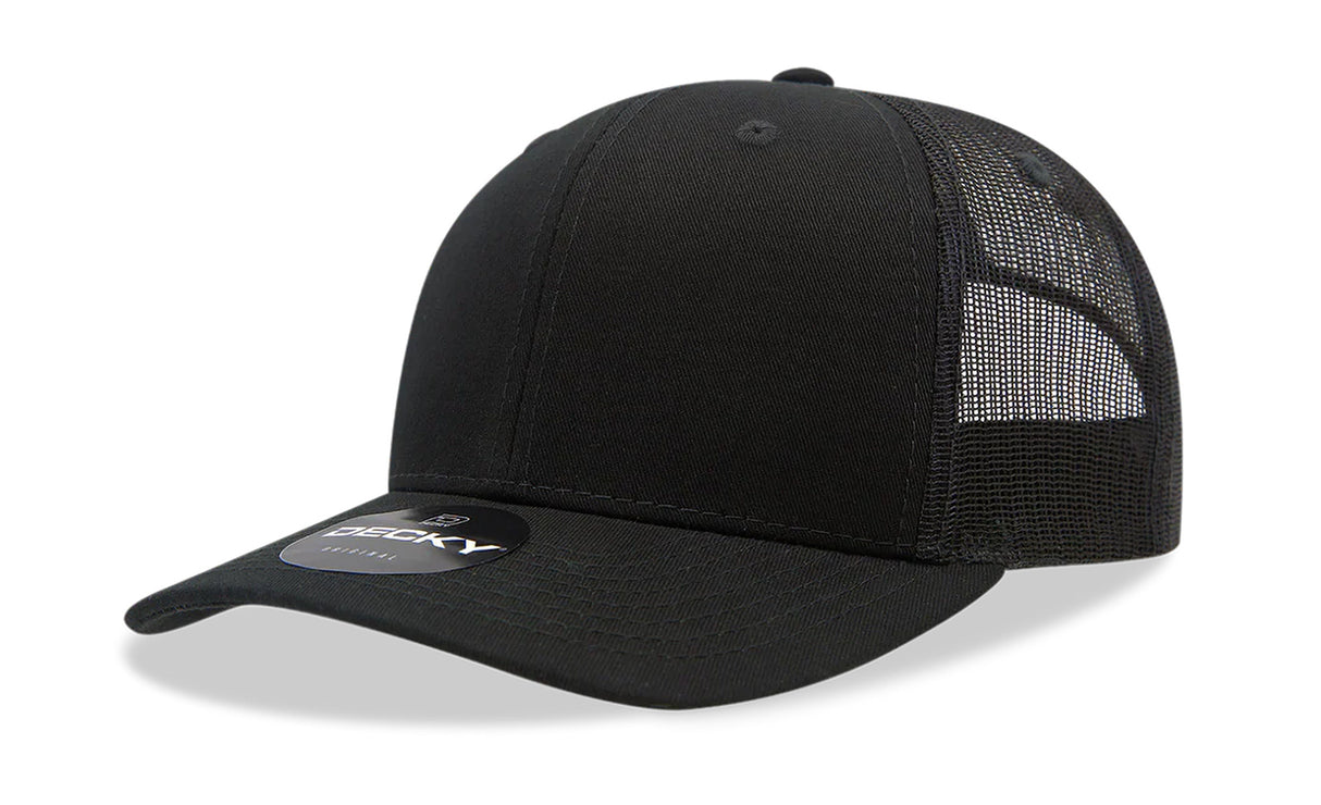Decky 6 Panel Mid Profile Structured Cotton Blend Trucker | Decky 6021