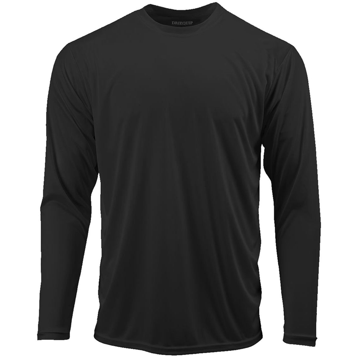 Mens Long Sleeve Moisture Wicking Athletic Shirts in Mens Sizes XS-4XL Activewear DRI-EQUIP Black