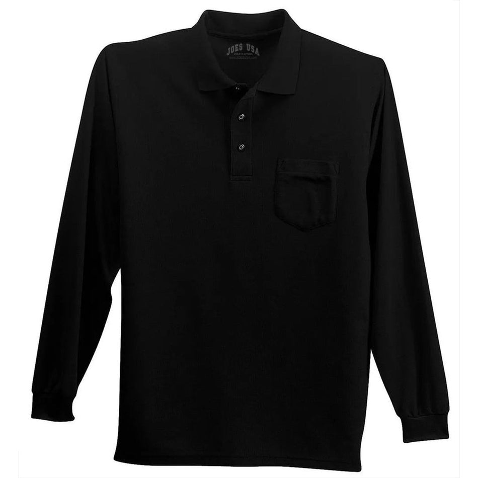 Long Sleeve Silk Touch™ Polo with Pocket Polos/Knits Joe's USA Black X-Small