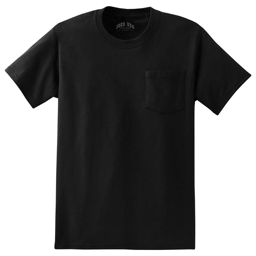 Joe's USA Tall Essential T-Shirt with Pocket T-Shirts Joe's USA Large Tall Jet Black