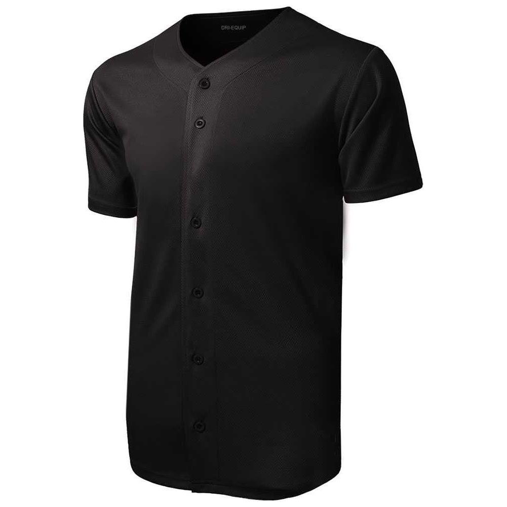 Men's PosiCharge Tough Mesh Full-Button Jersey DRI-EQUIP X-Small Black