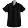 Womens Short Sleeve Wrinkle Resistant Easy Care Shirts-Black/LightStone Joe's USA Black / Light Stone X-Small