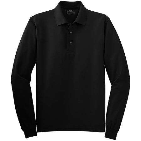 Mens Tall Silk Touch Long Sleeve Polo Polos/Knits Joe's USA Large Tall Black