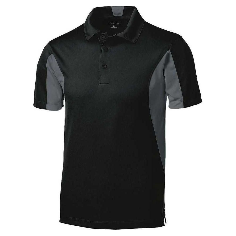 Men's Side Blocked Micropique Sport-Wick Polo- Black/ Iron Grey Polos/Knits DRI-EQUIP Black/ Iron Grey Small