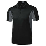 Men's Side Blocked Micropique Sport-Wick Polo- Black/ Iron Grey Polos/Knits DRI-EQUIP Black/ Iron Grey Small