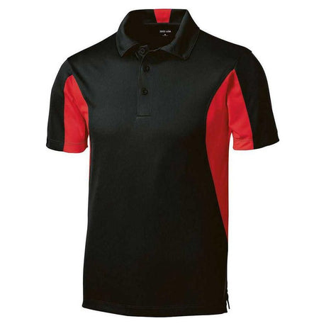 Men's Side Blocked Micropique Sport-Wick Polo- Black/ True Red Polos/Knits DRI-EQUIP Black/ True Red Small