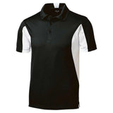 Men's Side Blocked Micropique Sport-Wick Polo - Black/ White Polos/Knits DRI-EQUIP Black/ White Small
