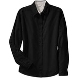 Ladies Long Sleeve Easy Care Shirt-Black/LightStone Joe's USA Black / Light Stone X-Small