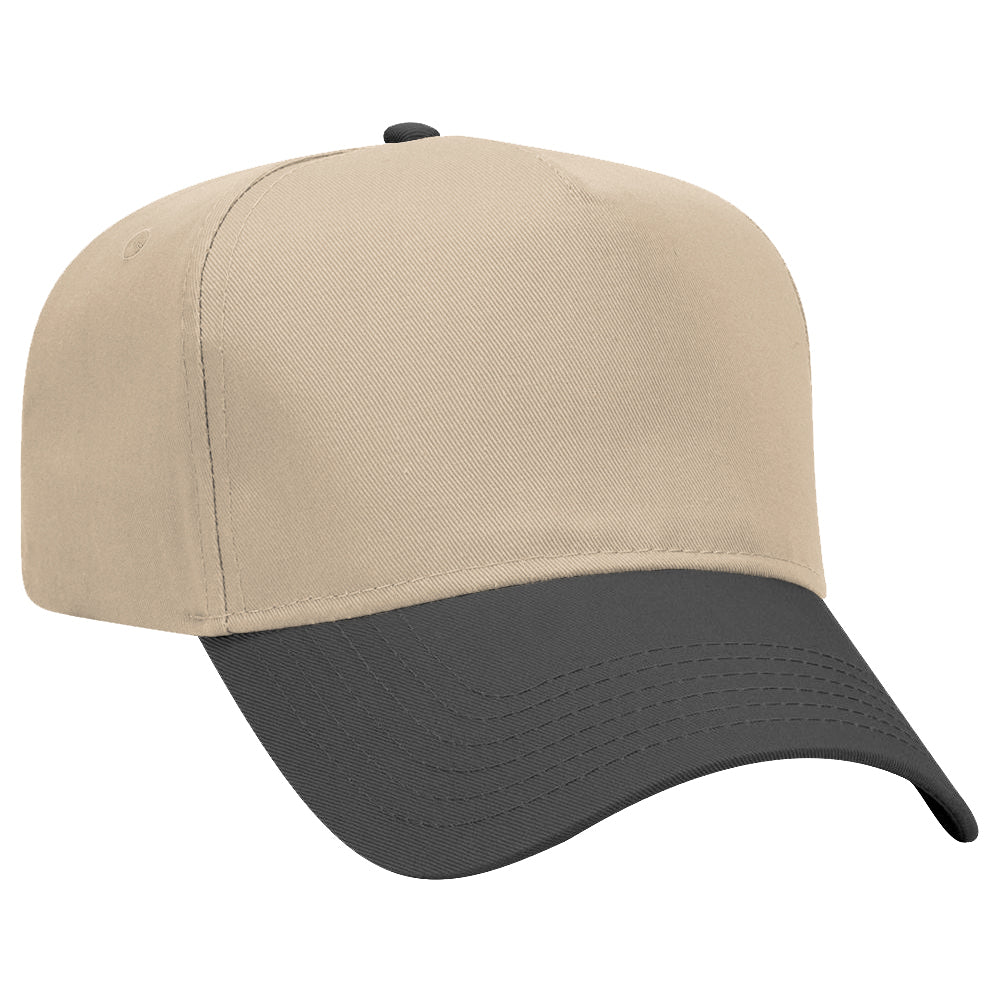 Joe's USA 5 Panel, Mid Profile Baseball Cap Caps Joe's USA Khaki/ Black