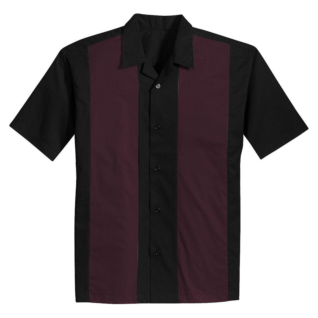 Men's Retro Camp Shirt Polos/Knits Joe's USA Black/Burgundy X-Small