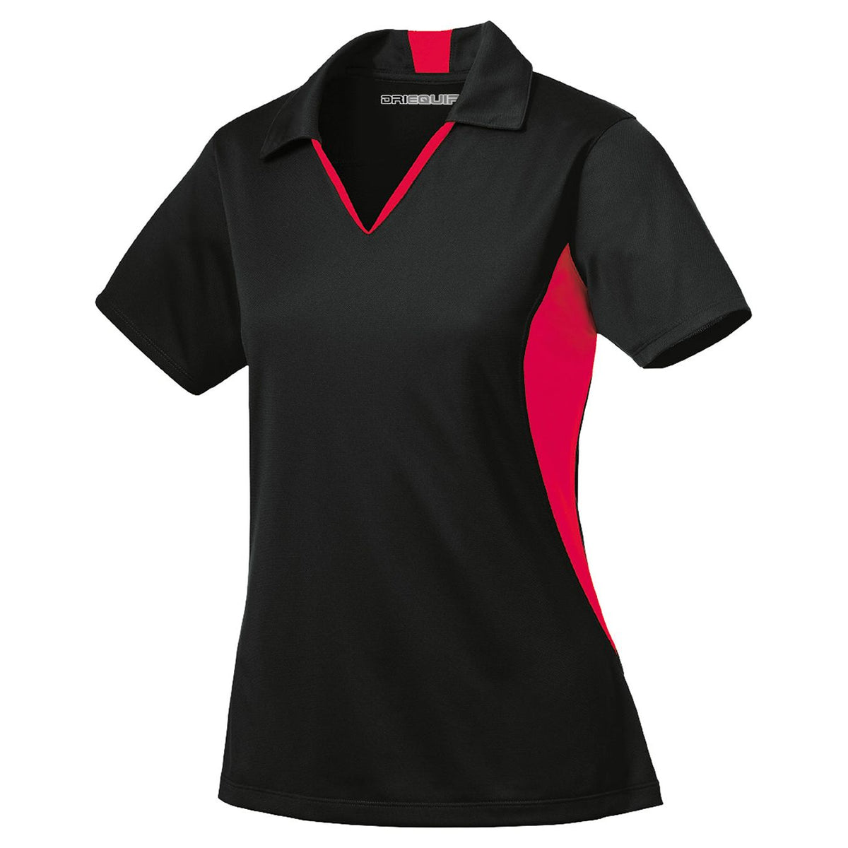 Ladies Side Blocked Micropique Sport-Wick Polo Polos/Knits DRI-EQUIP Black/Deep Red XS