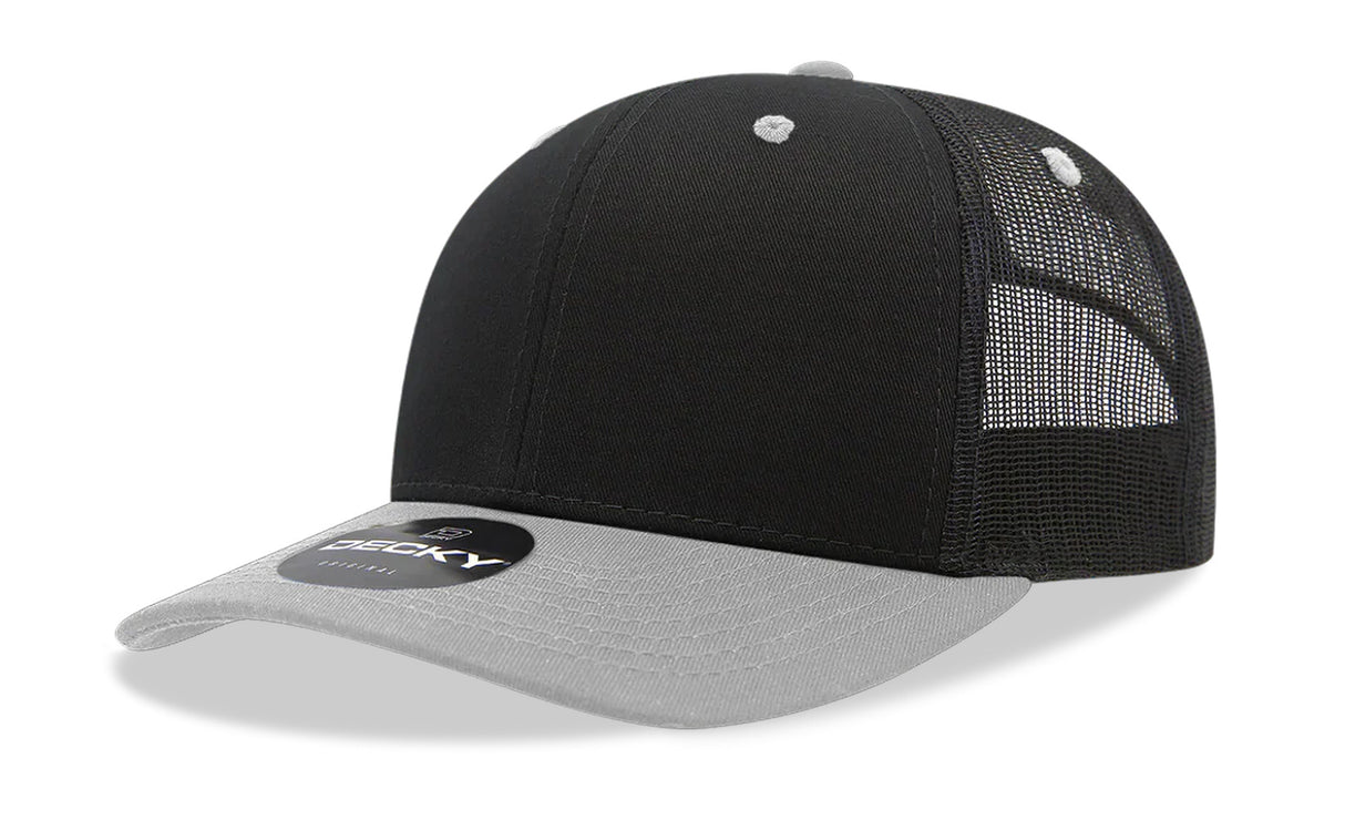 Decky 6 Panel Mid Profile Structured Cotton Blend Trucker | Decky 6021