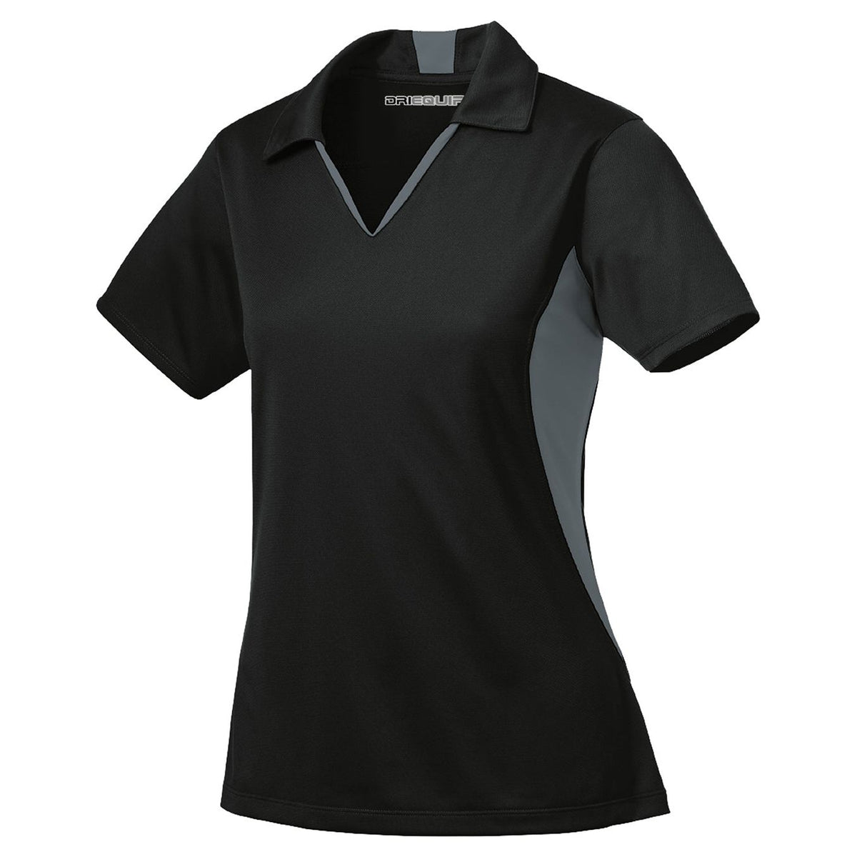 Ladies Side Blocked Micropique Sport-Wick Polo Polos/Knits DRI-EQUIP Black/Iron Grey XS