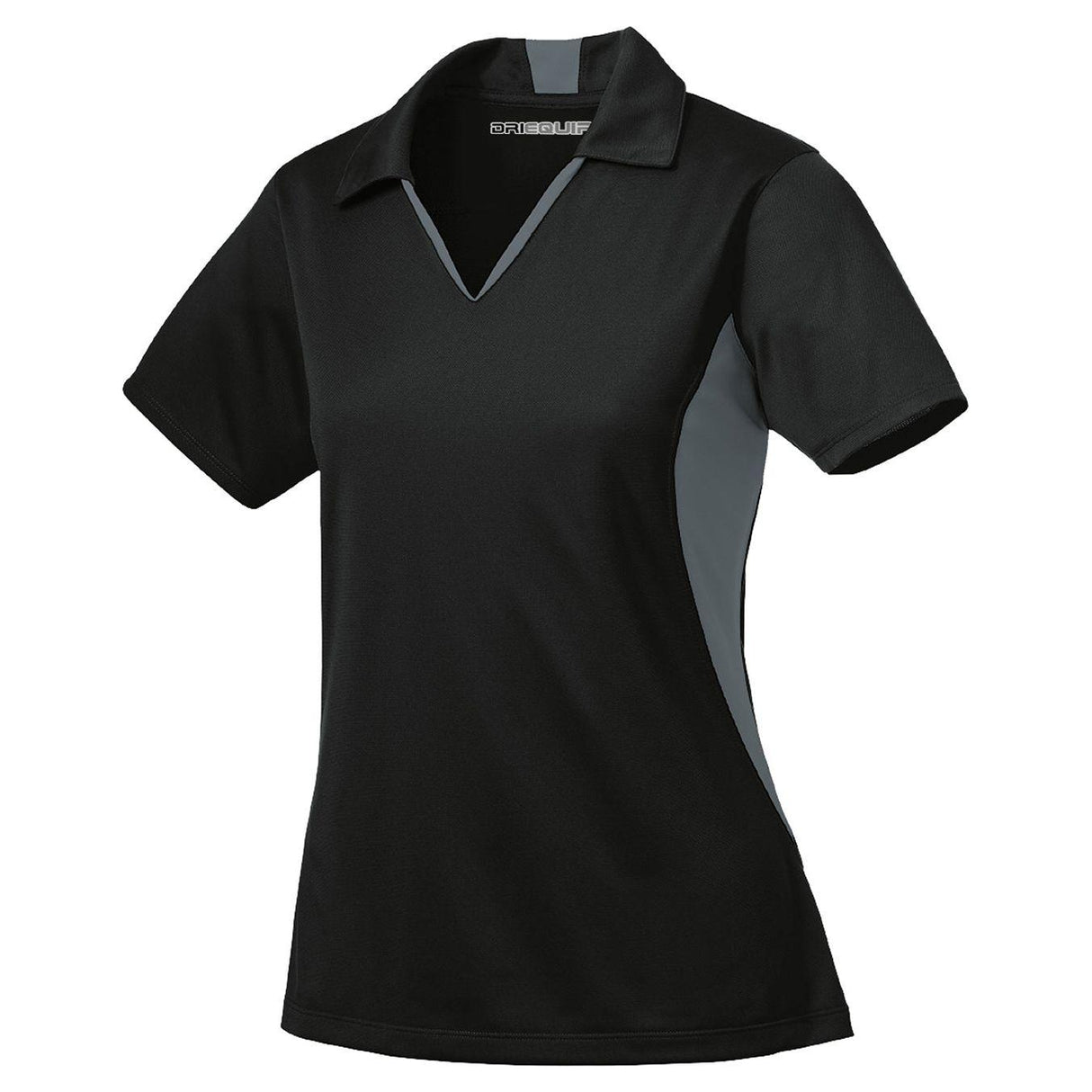 Ladies Side Blocked Micropique Sport-Wick Polo - Black/Iron Grey Polos/Knits DRI-EQUIP Black/Iron Grey X-Small