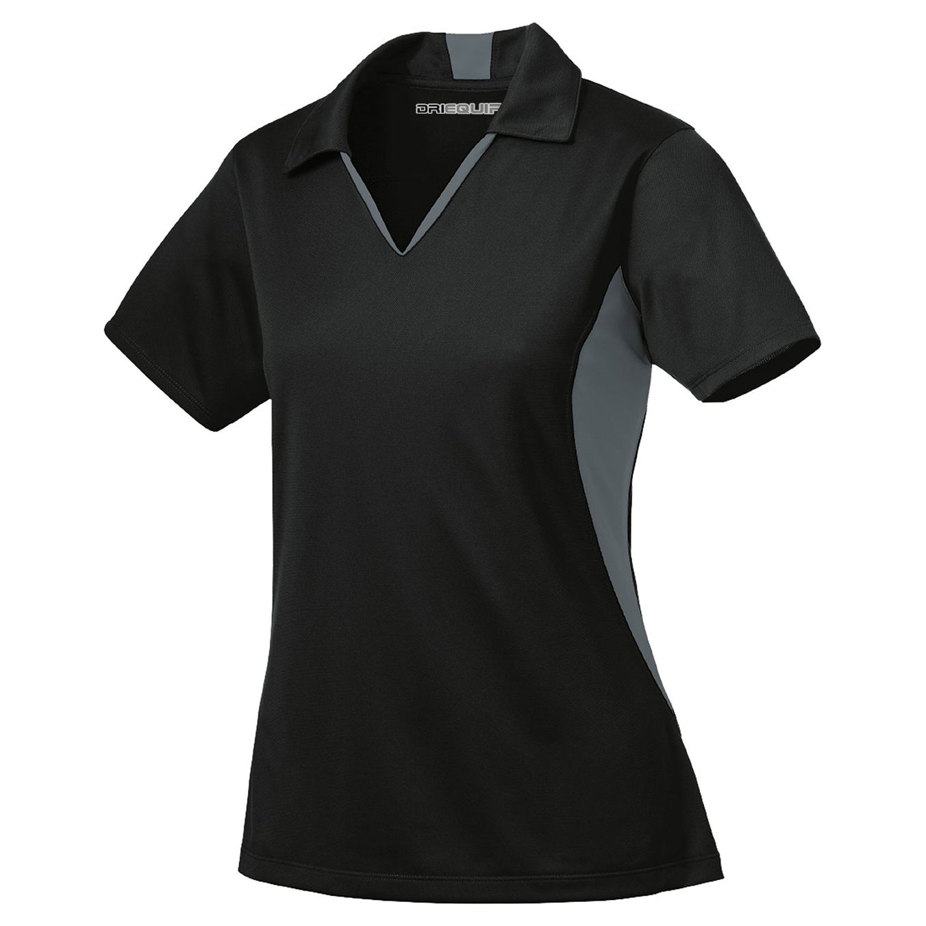 Ladies Side Blocked Micropique Sport-Wick Polo Polos/Knits DRI-EQUIP Black/Iron Grey XS