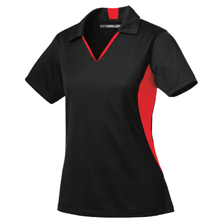 Ladies Side Blocked Micropique Sport-Wick Polo Polos/Knits DRI-EQUIP Black/True Red XS