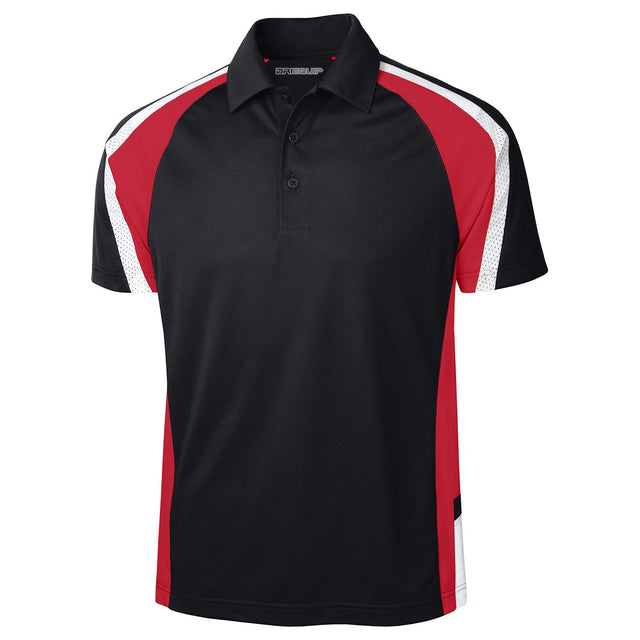 Tricolor Micropique Sport-Wick Polo Polos/Knits DRI-EQUIP Black/True Red/White X-Small