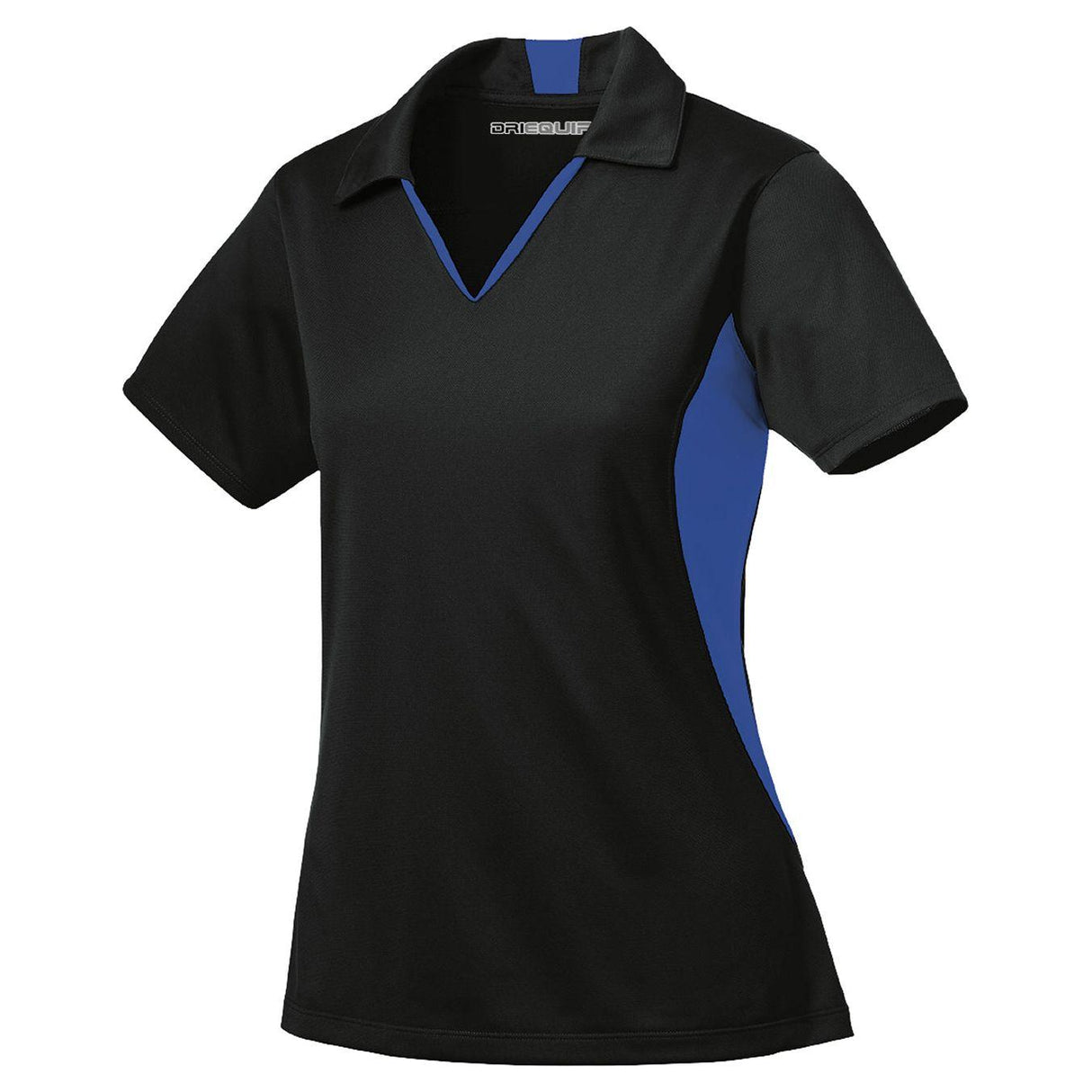 Ladies Side Blocked Micropique Sport-Wick Polo - Black/True Royal Polos/Knits DRI-EQUIP Black/True Royal X-Small