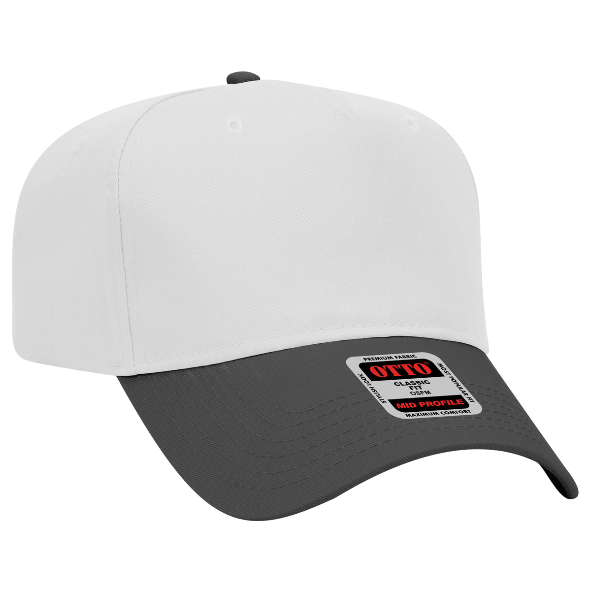 Otto Cap 31-069 - 5 Panel, Mid Profile Baseball Cap Caps OTTO CAP Black / White