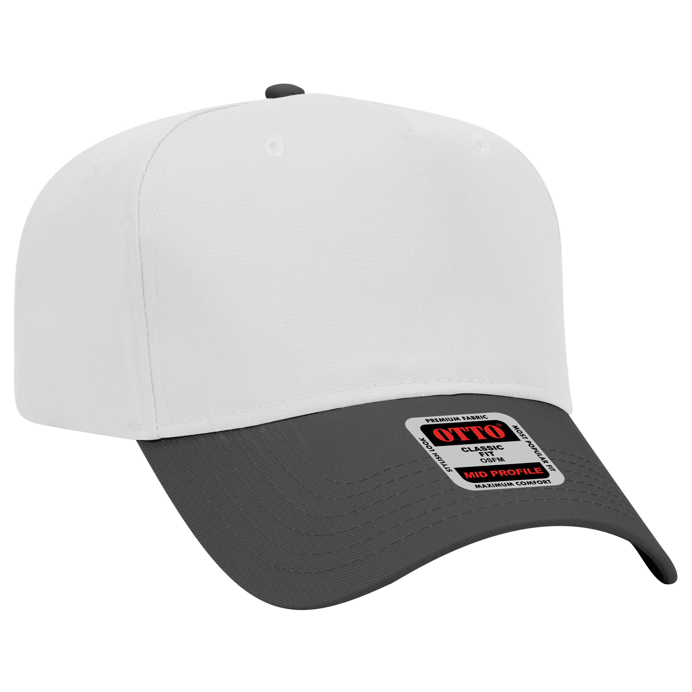 Otto Cap 31-069 - 5 Panel, Mid Profile Baseball Cap Caps OTTO CAP Black / White