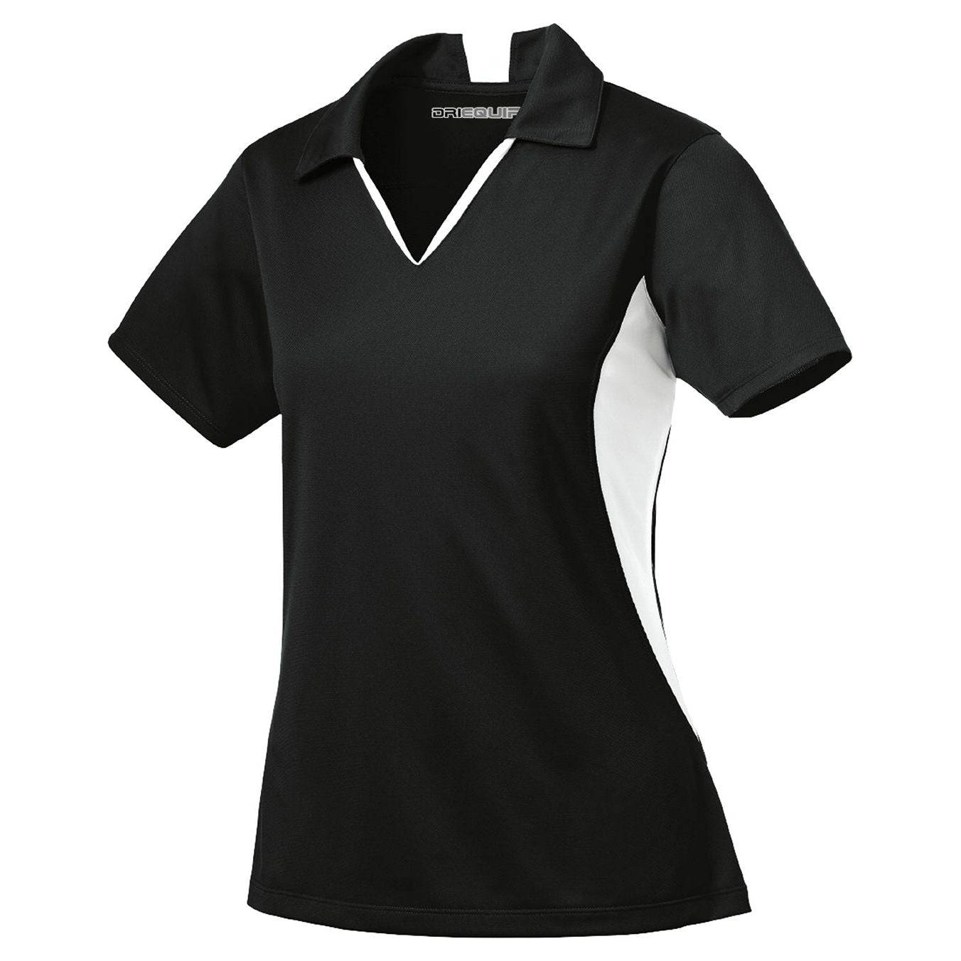 Ladies Side Blocked Micropique Sport-Wick Polo Polos/Knits DRI-EQUIP Black/White XS