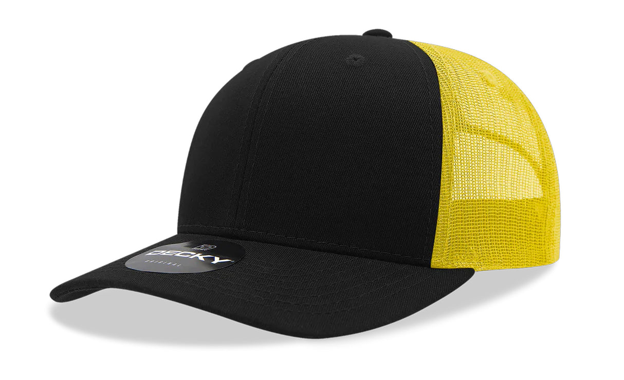 Decky 6 Panel Mid Profile Structured Cotton Blend Trucker | Decky 6021