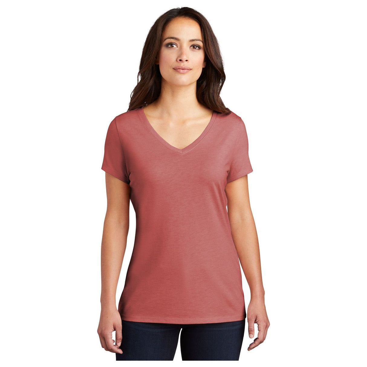 District® Women’s Perfect Tri® V-Neck Tee DM1350L - Blush Frost Women's District Blush Frost X-Small