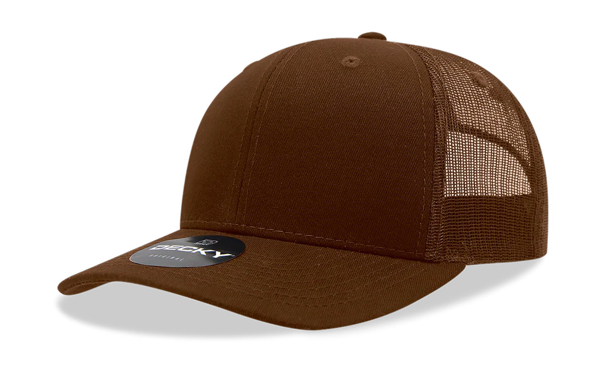 Decky 6 Panel Mid Profile Structured Cotton Blend Trucker | Decky 6021