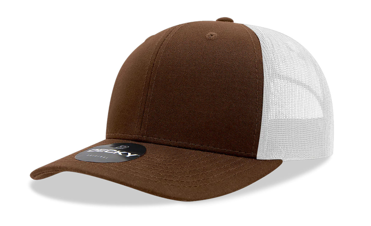 Decky 6 Panel Mid Profile Structured Cotton Blend Trucker | Decky 6021