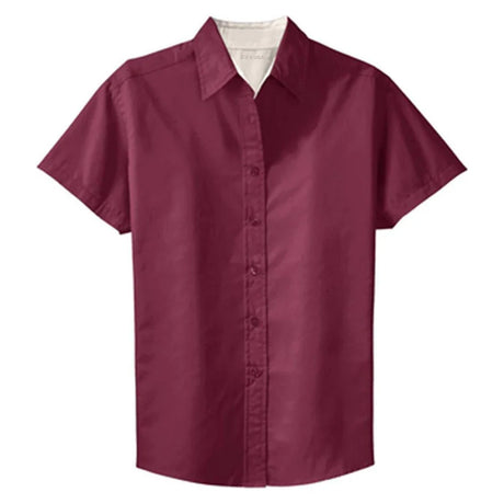 Womens Short Sleeve Wrinkle Resistant Easy Care Shirts-Burgundy/LightStone Joe's USA Burgundy / Light Stone X-Small
