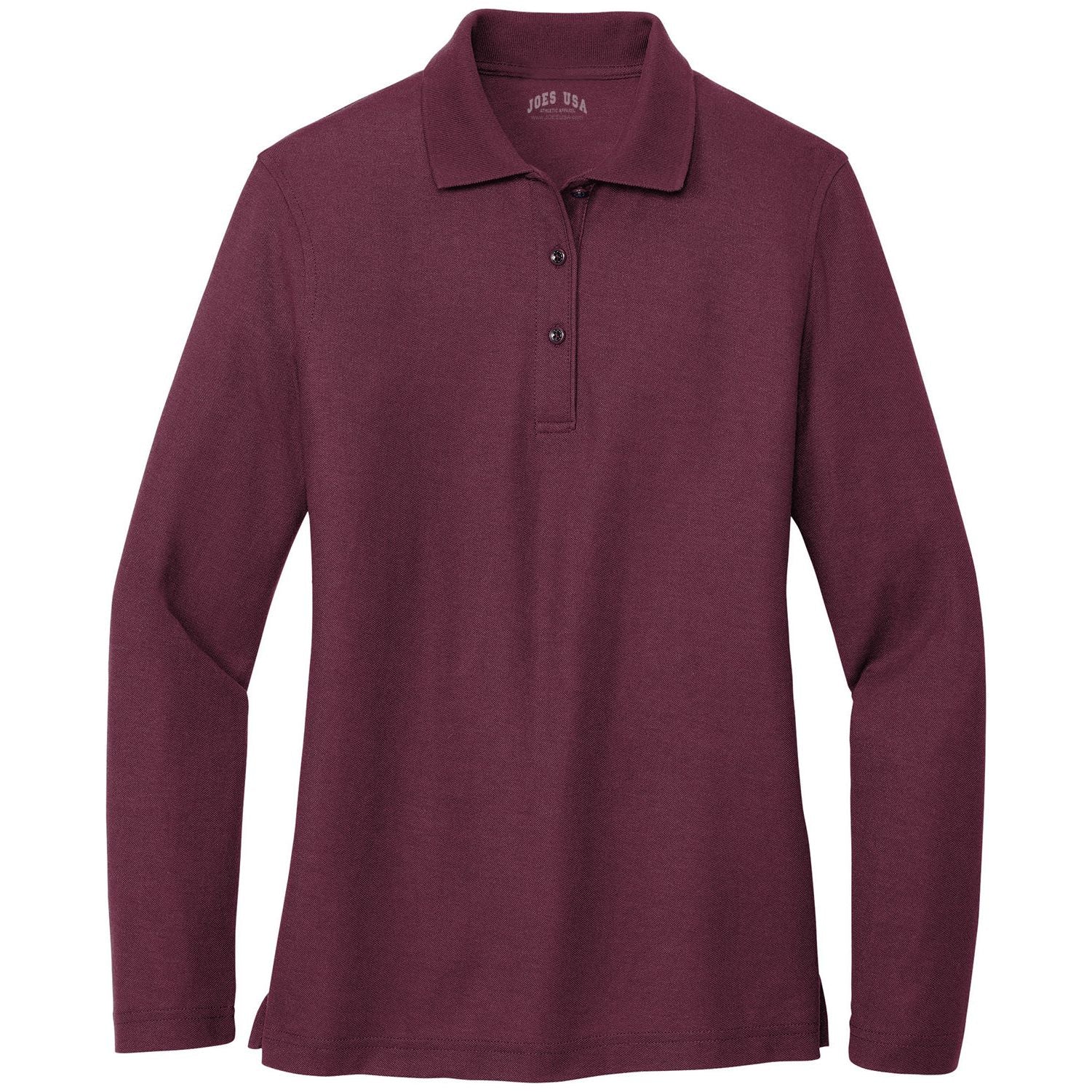 Ladies Long Sleeve Silk Touch Polo Women's Joe's USA X-Small Burgundy